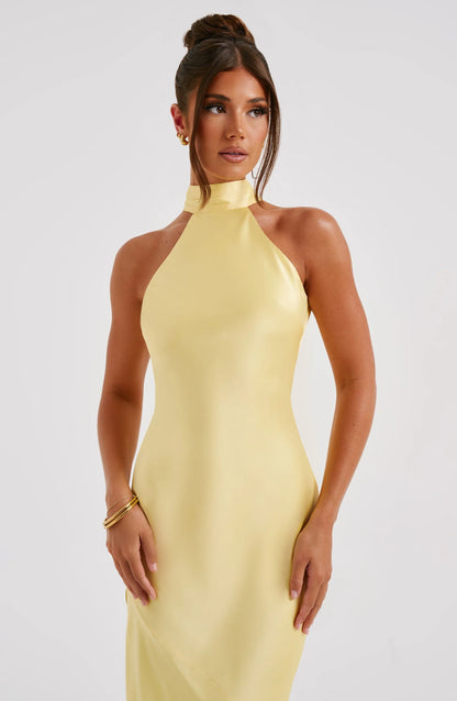 Priselle Halter Neck Evening Maxi Dress