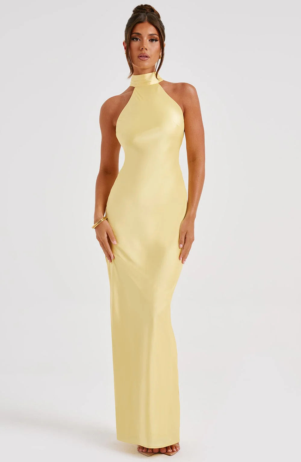 Priselle Halter Neck Evening Maxi Dress