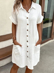 Serenelle Cotton Button Front Shirt Mini Dress