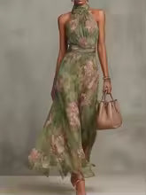 Adeline Floral Satin Wedding Guest Maxi Dress