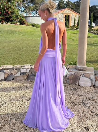 Liliana Halter Drape Wedding Guest Maxi Dress