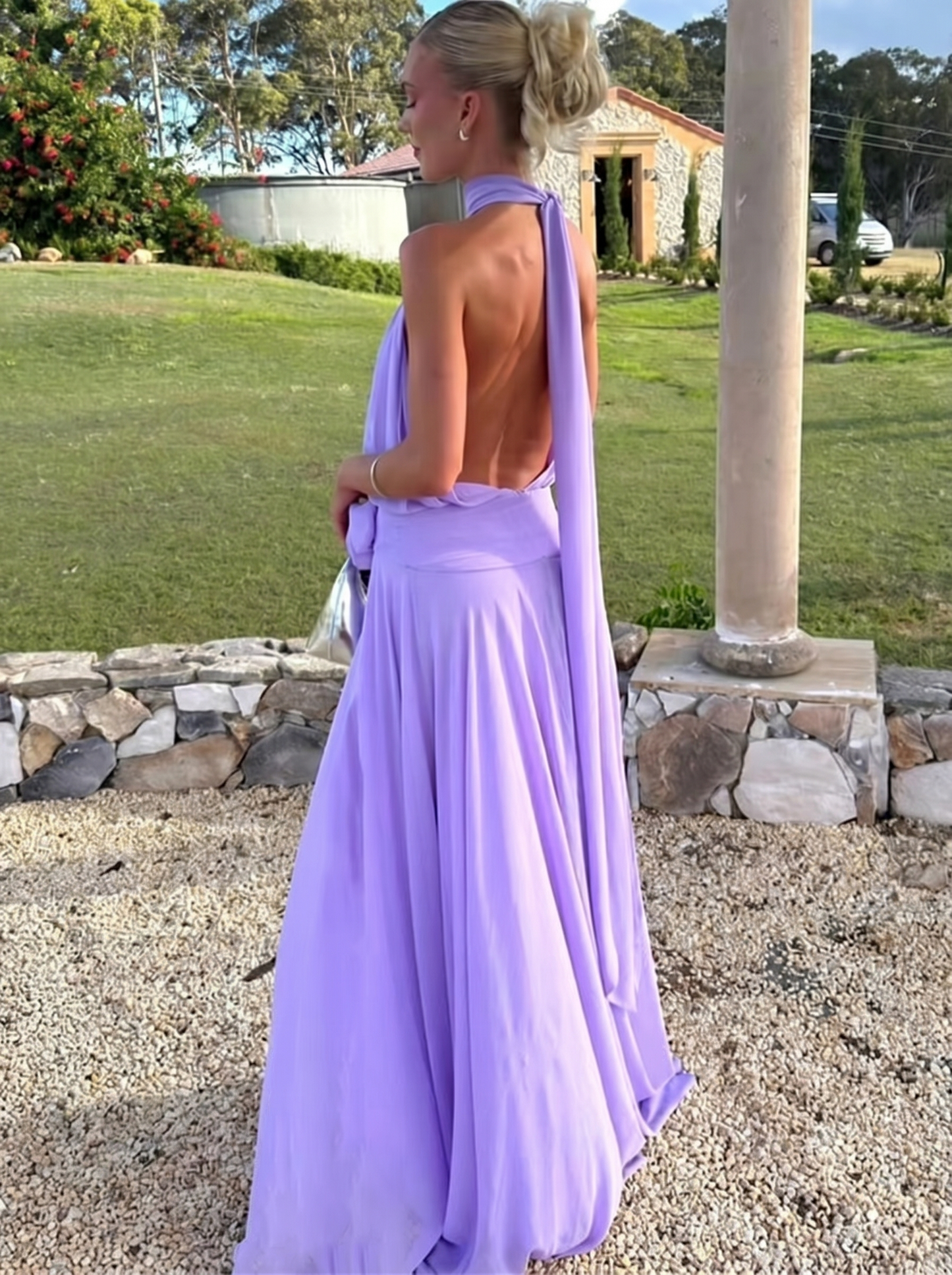Liliana Halter Drape Wedding Guest Maxi Dress