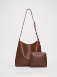 Verena Women's Vegan Leather Minimalist Shoulder Bag, Bucket Tote Bag