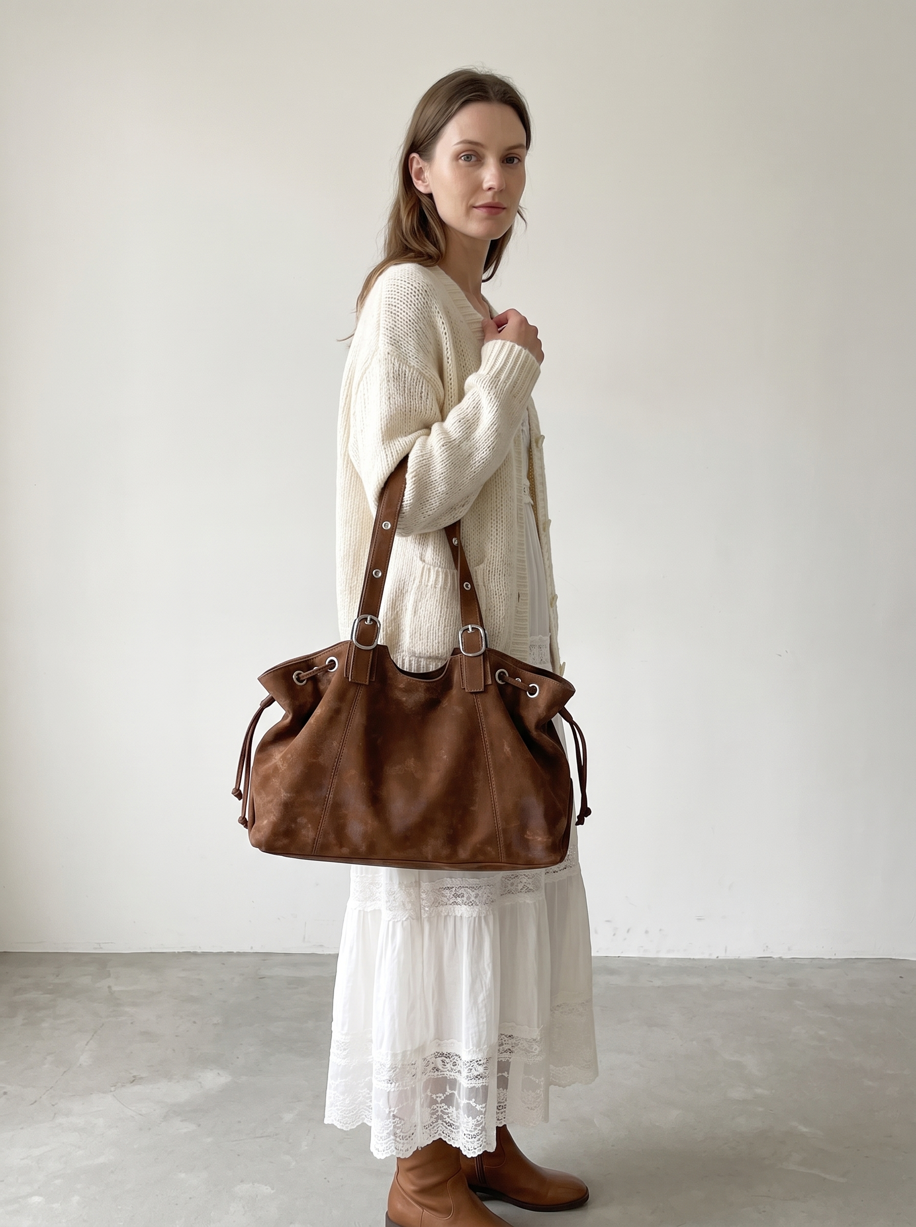 Tansy Women's Vintage Tote Bag, Large Autumn Shoulder Bag