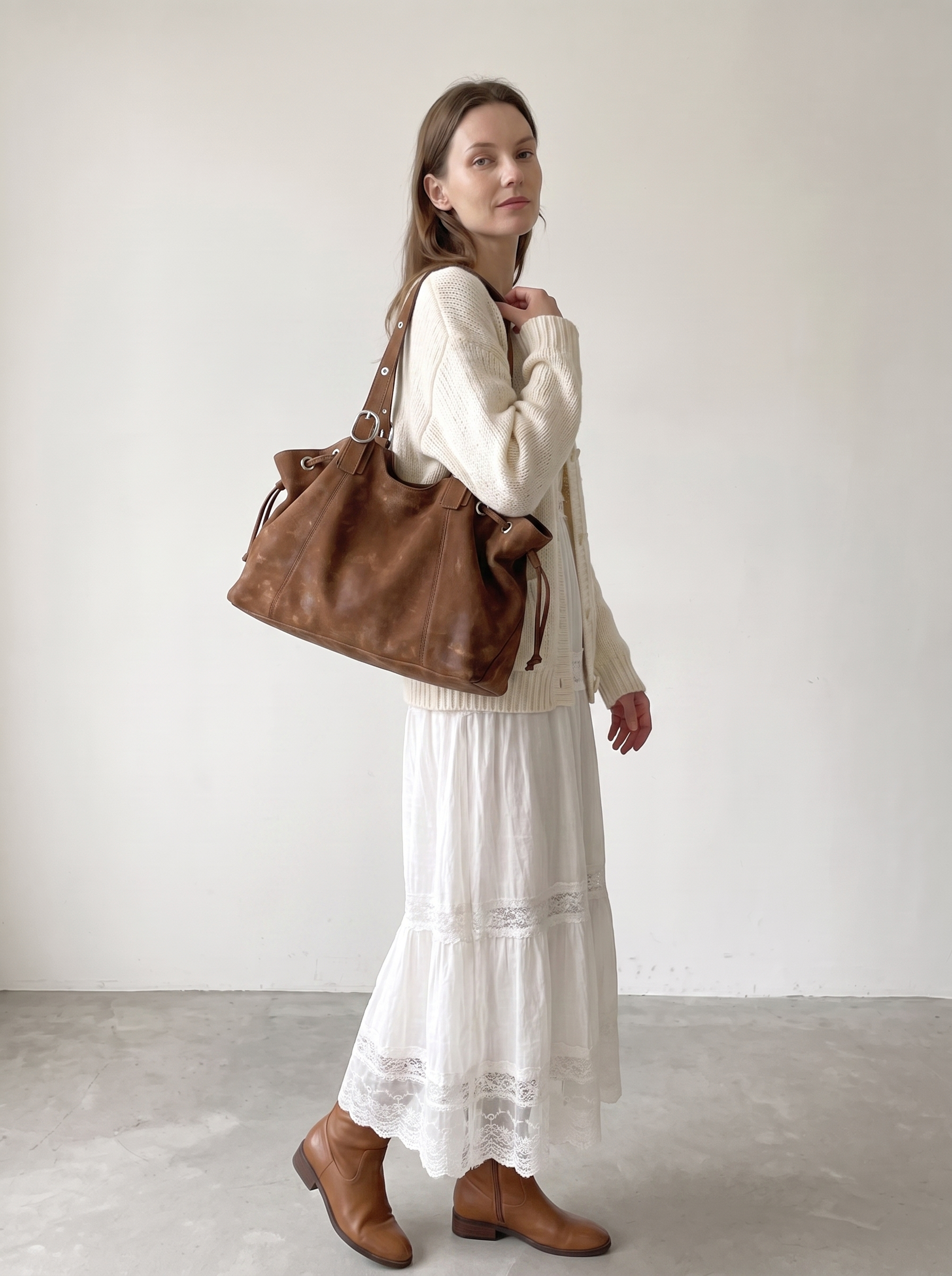 Tansy Women's Vintage Tote Bag, Large Autumn Shoulder Bag