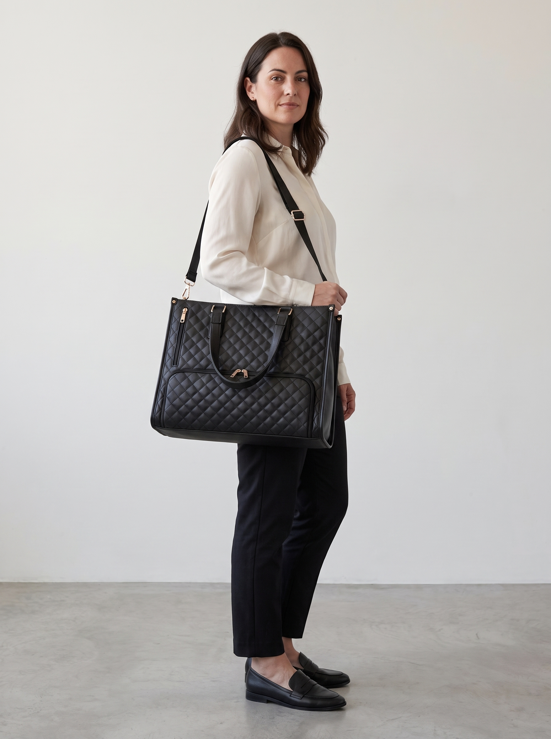 Wilhelmina Women's Quilted Tote Bag, Large Work Shoulder Bag