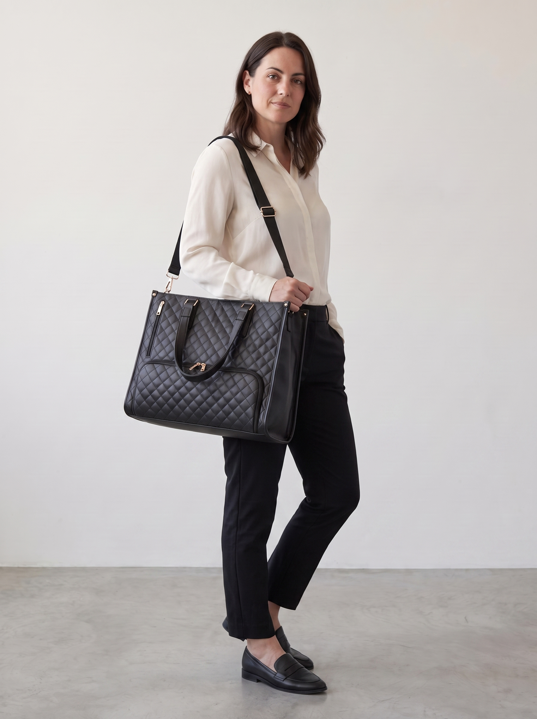 Wilhelmina Women's Quilted Tote Bag, Large Work Shoulder Bag