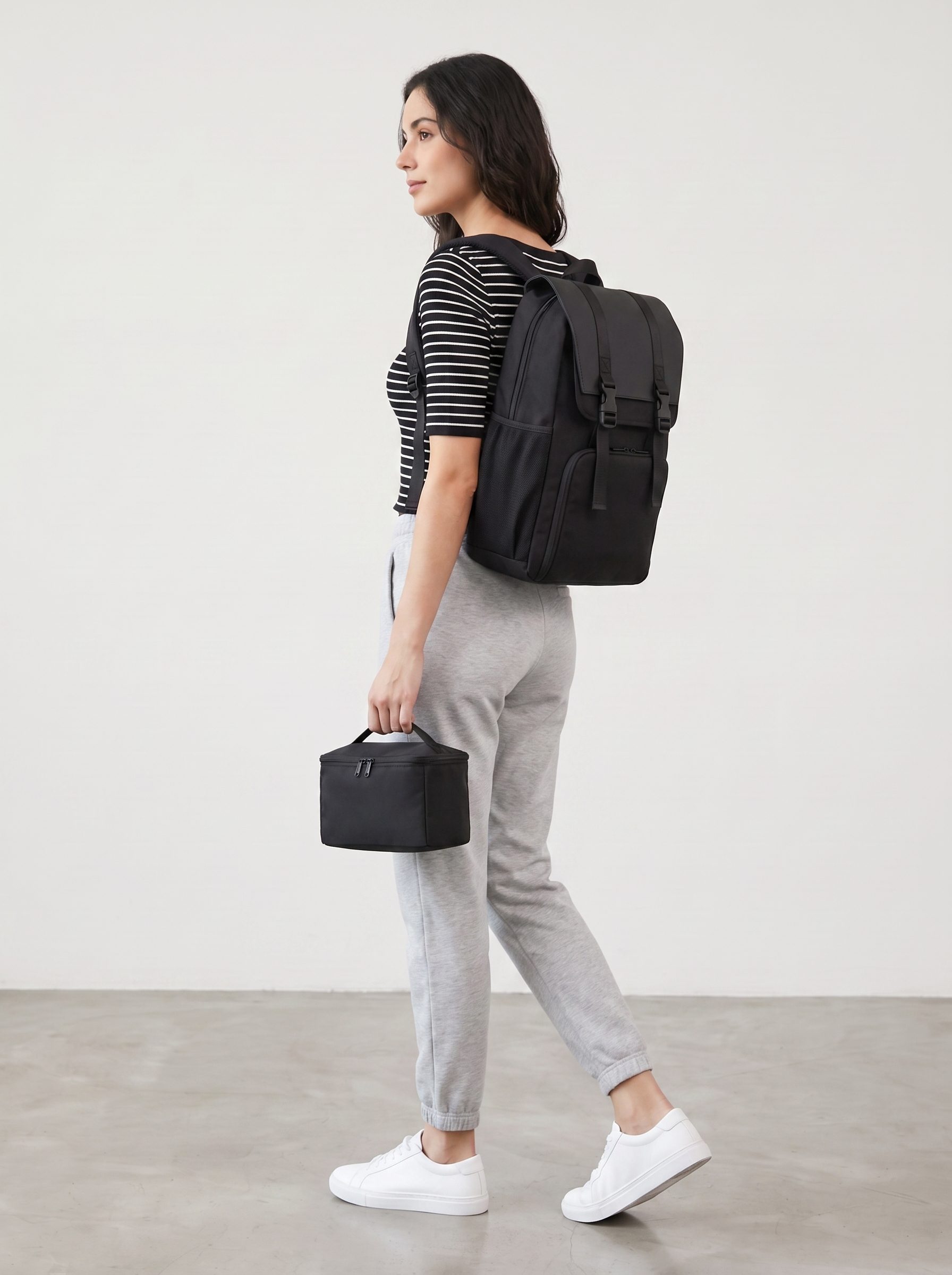 Rhoslyn Women's Water-Resistant Nylon Laptop Backpack, Work Travel Bag - Black