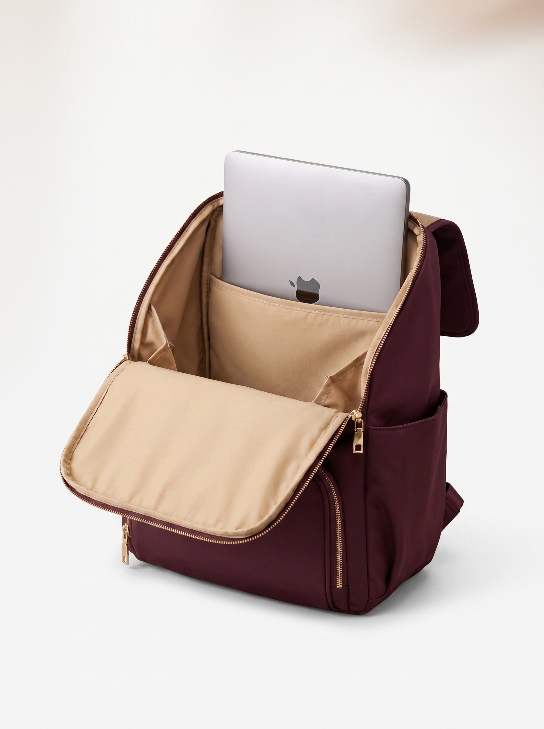 Aveline Women's Water-Resistant Nylon Laptop Backpack, Work Travel Bag - Burgundy