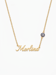 Evangeline Women's Custom Name Necklace with Evil Eye