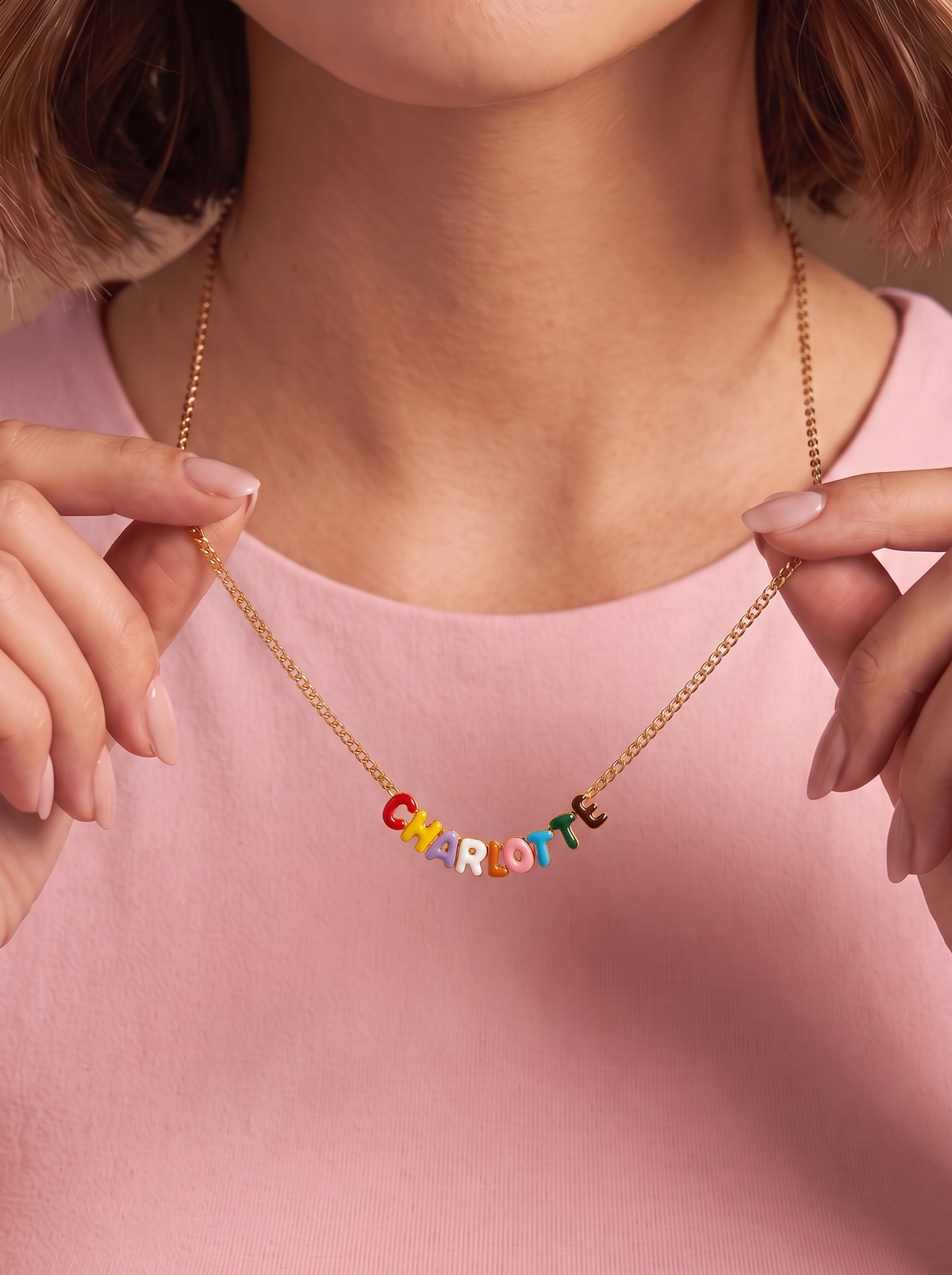 Arabelle Women's Custom Bubble Letter Name Necklace