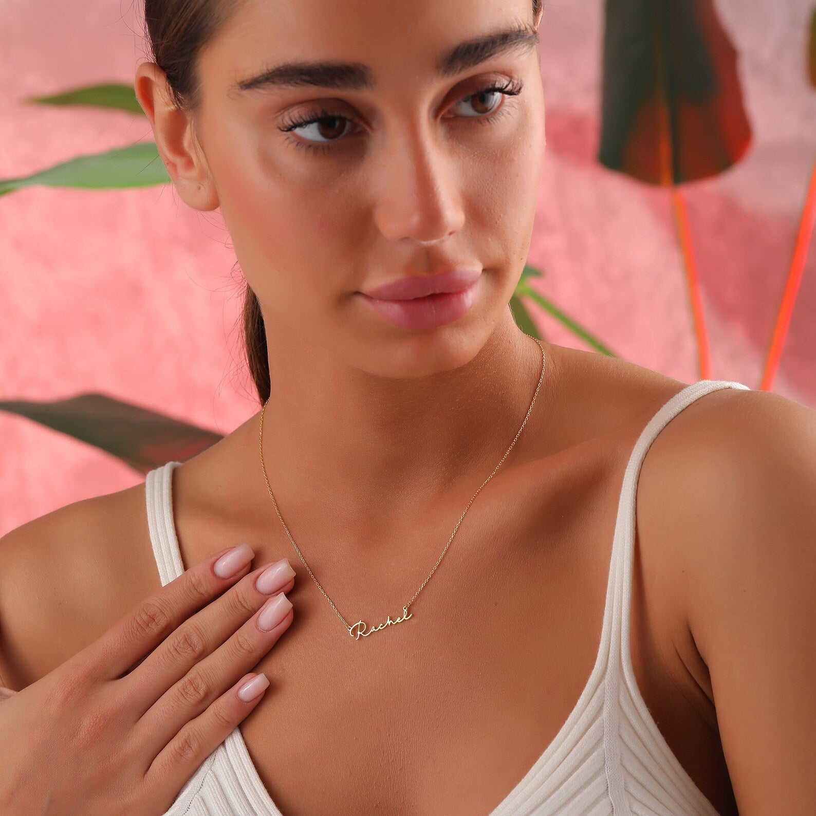 Wren Women's Gold-Tone Personalized Name Necklace, Cursive Script Necklace