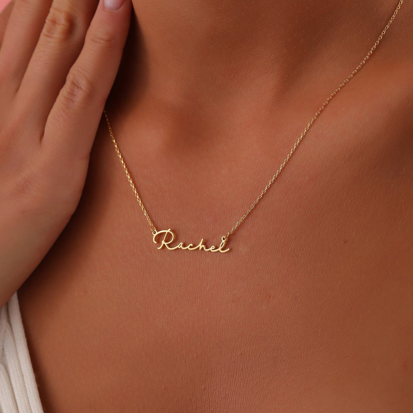 Wren Women's Gold-Tone Personalized Name Necklace, Cursive Script Necklace