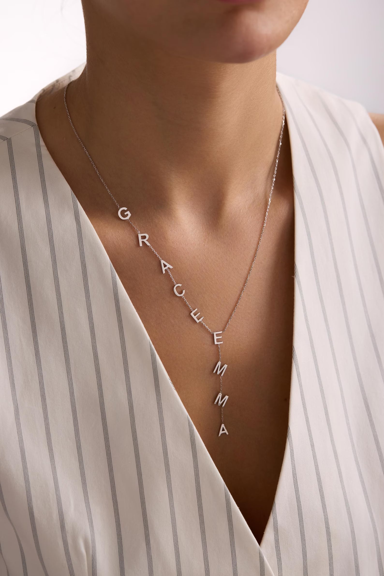 Sienna Women's Vertical Name Necklace, Personalized Letter Drop Necklace