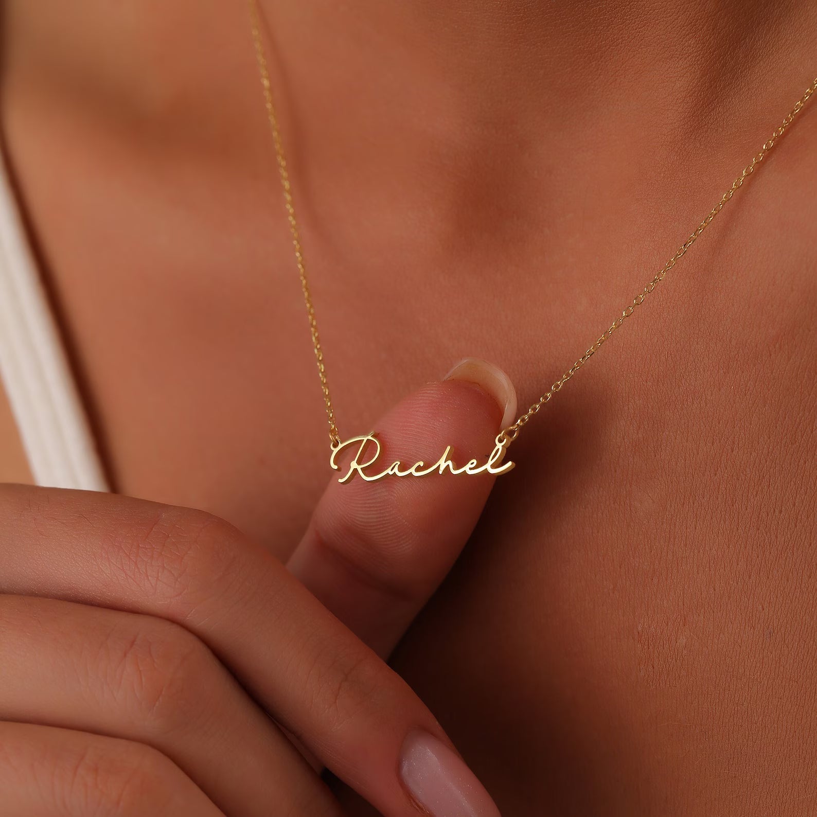 Wren Women's Gold-Tone Personalized Name Necklace, Cursive Script Necklace