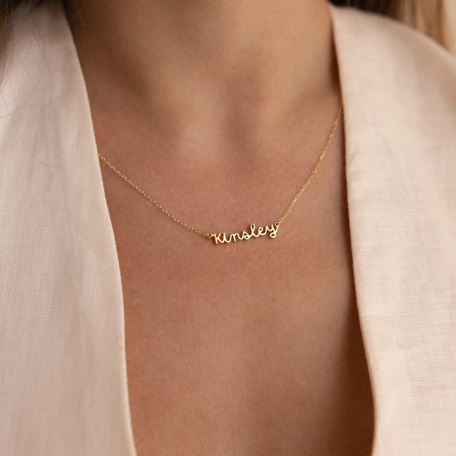 Maisie Women's Gold & Silver-Tone Personalized Name Necklace, Cursive Script Necklace