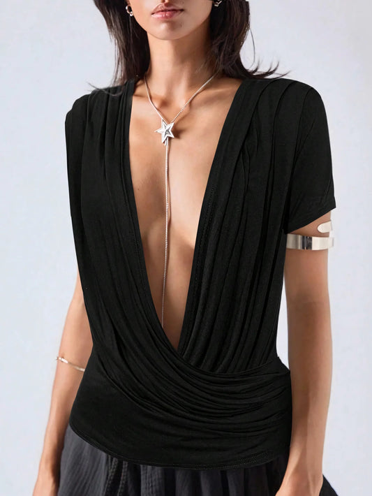 Seraphine Plunge Wrap Front Ladies Summer Top