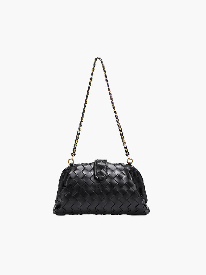 Eudocia Women's Woven Vegan Leather Clutch Bag, Evening Chain Bag