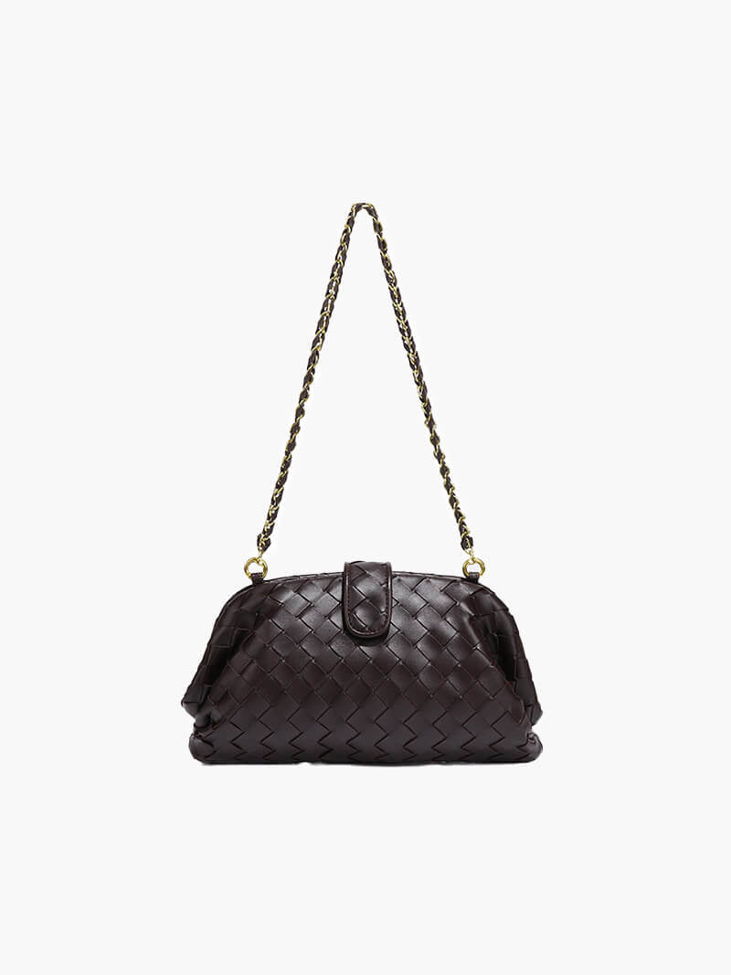 Eudocia Women's Woven Vegan Leather Clutch Bag, Evening Chain Bag