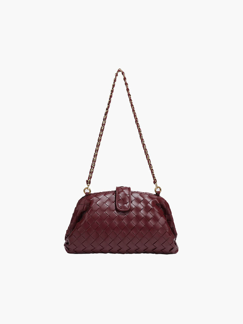 Eudocia Women's Woven Vegan Leather Clutch Bag, Evening Chain Bag