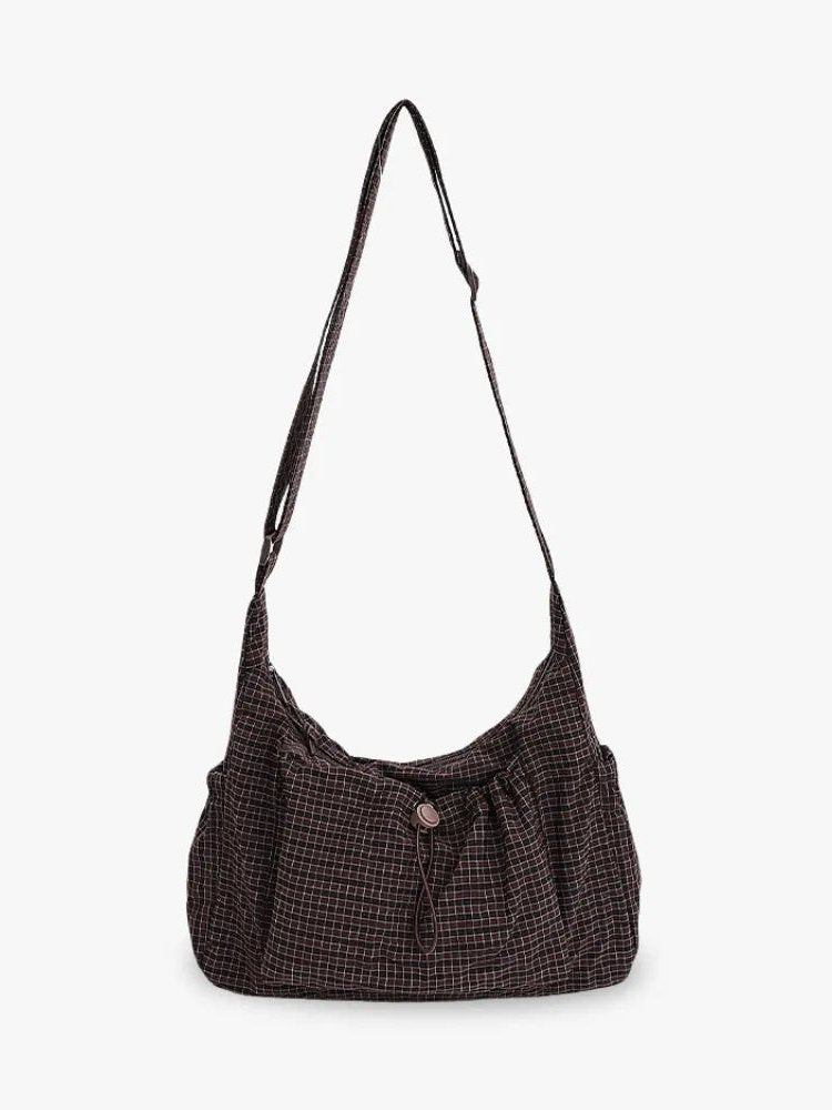 Ginebra Women's Water-Repellent Nylon Hobo Bag, Checkered Crossbody Bag