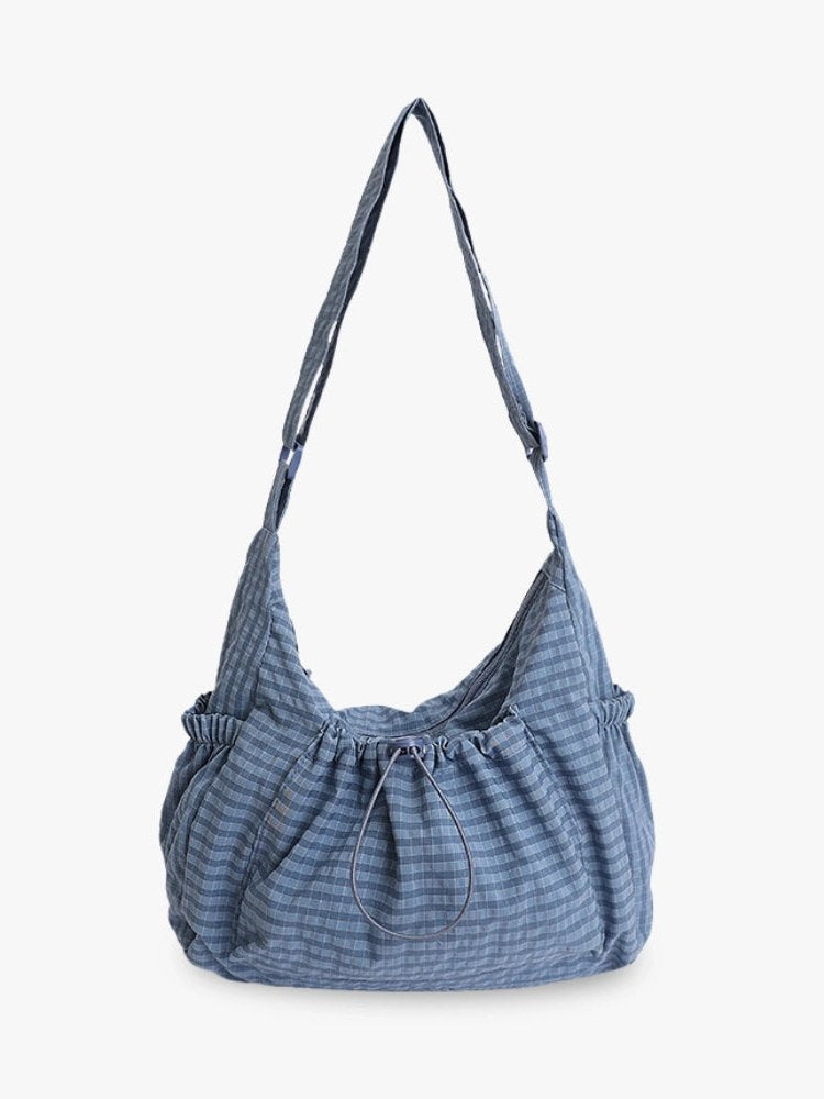 Ginebra Women's Water-Repellent Nylon Hobo Bag, Checkered Crossbody Bag