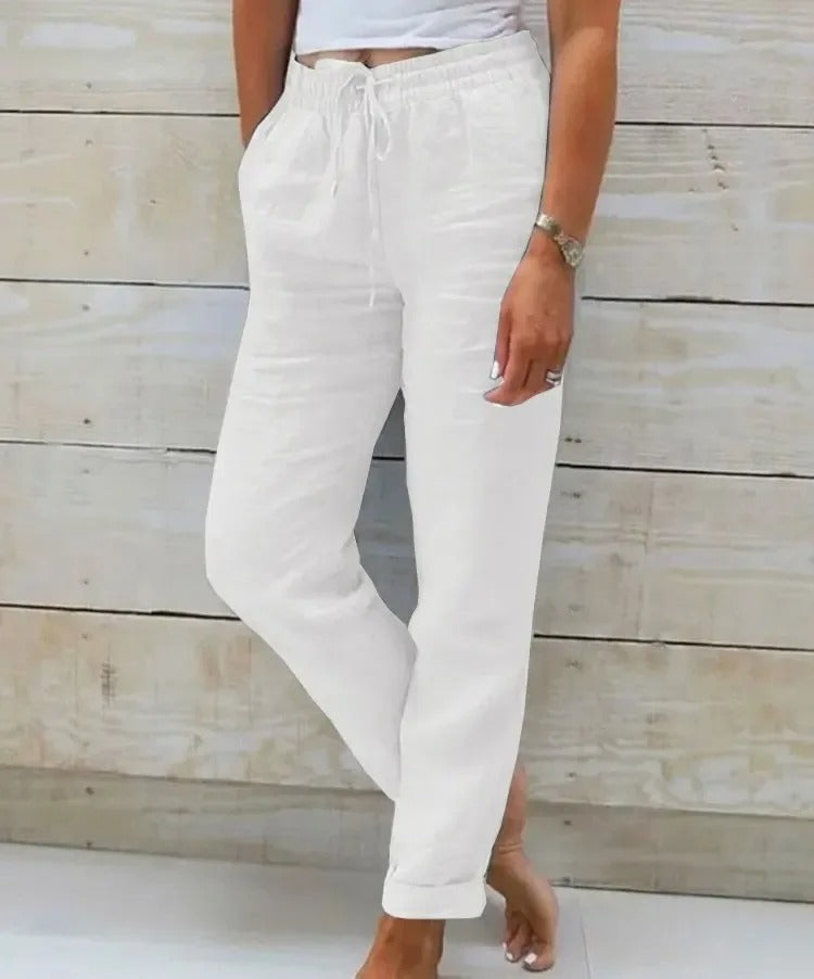 Liliana Drawstring Linen Blend Women's Pants