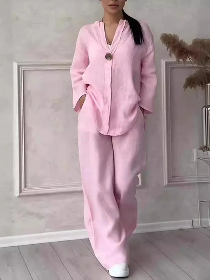 Faye Relaxed Linen Shirt & Wide Leg Co-Ord Set
