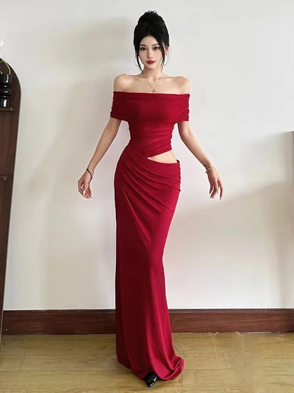 Soleil Ruched Off Shoulder Vacation Maxi Dress