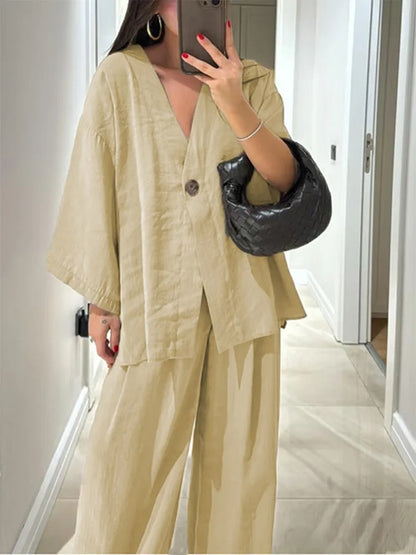 Camilla Tie Front Linen Lounge Co-Ord Set