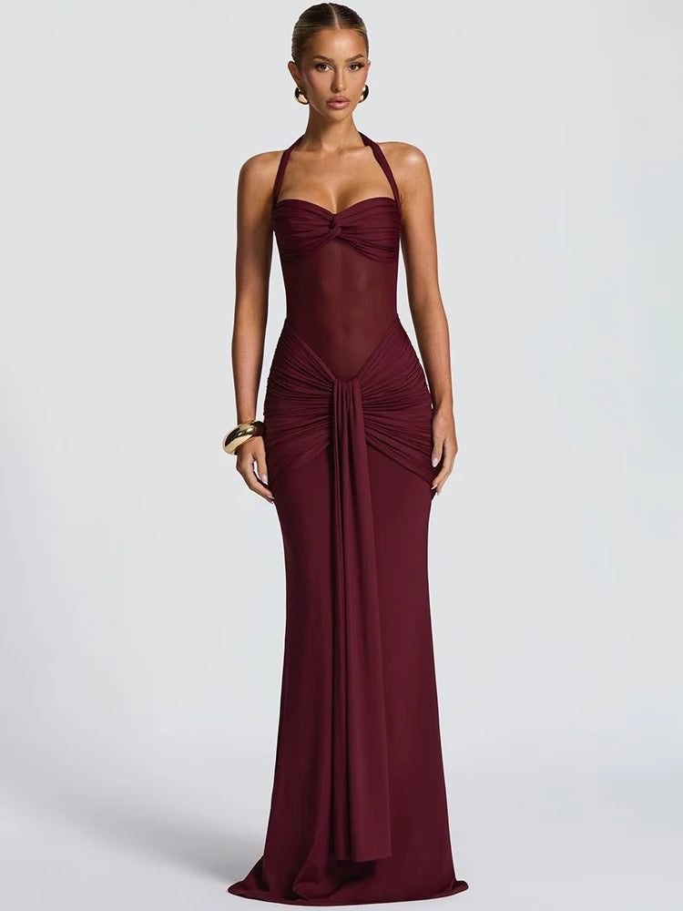 Capri Mesh Cutout Vacation Maxi Dress