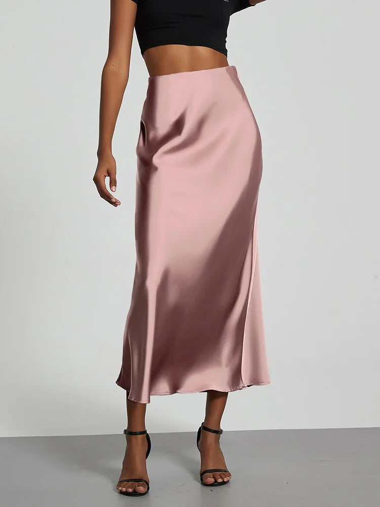 Ismeria Satin High Waist Maxi Skirt