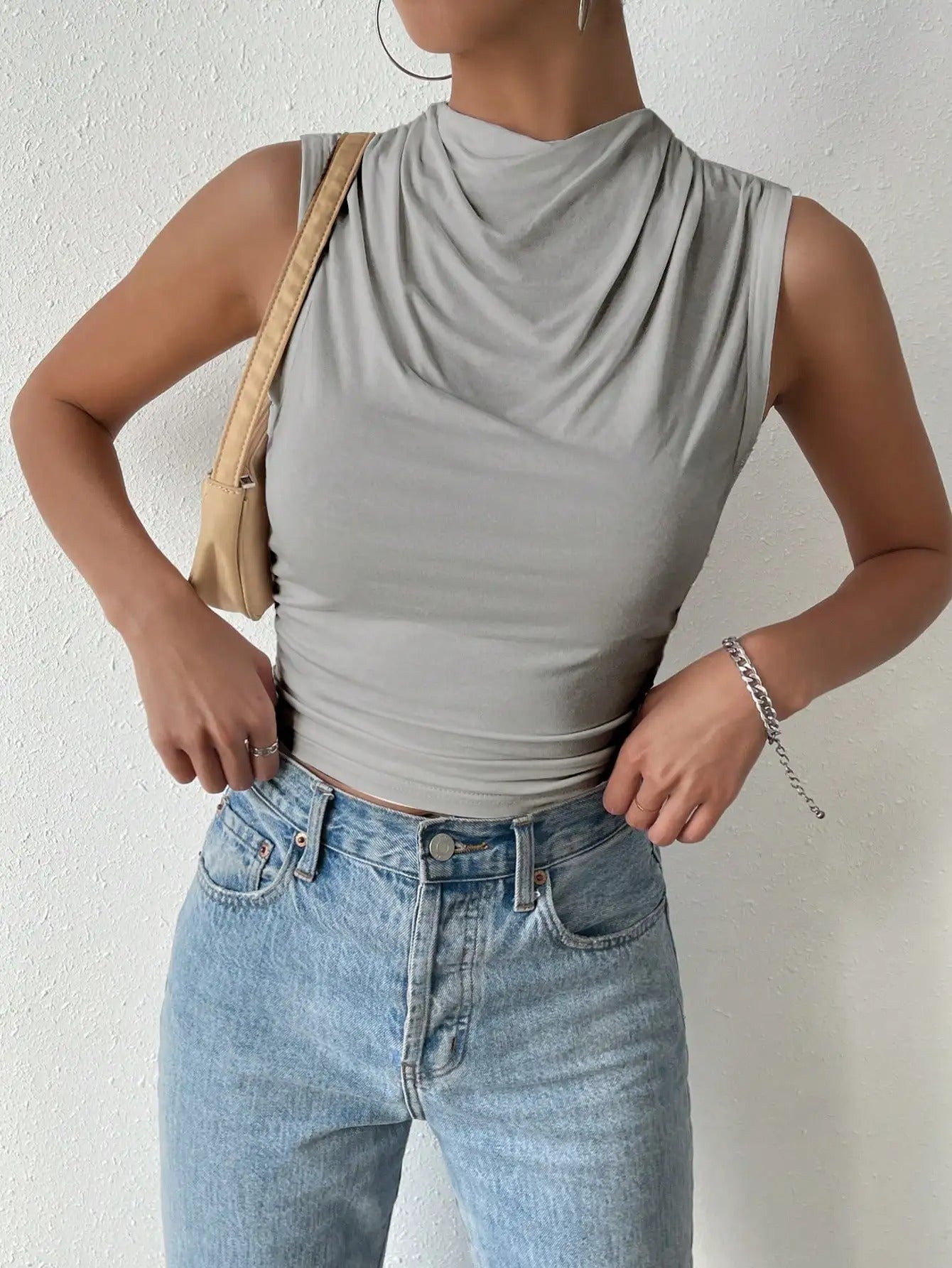 Rosalia Draped Mock Neck Ladies Summer Top