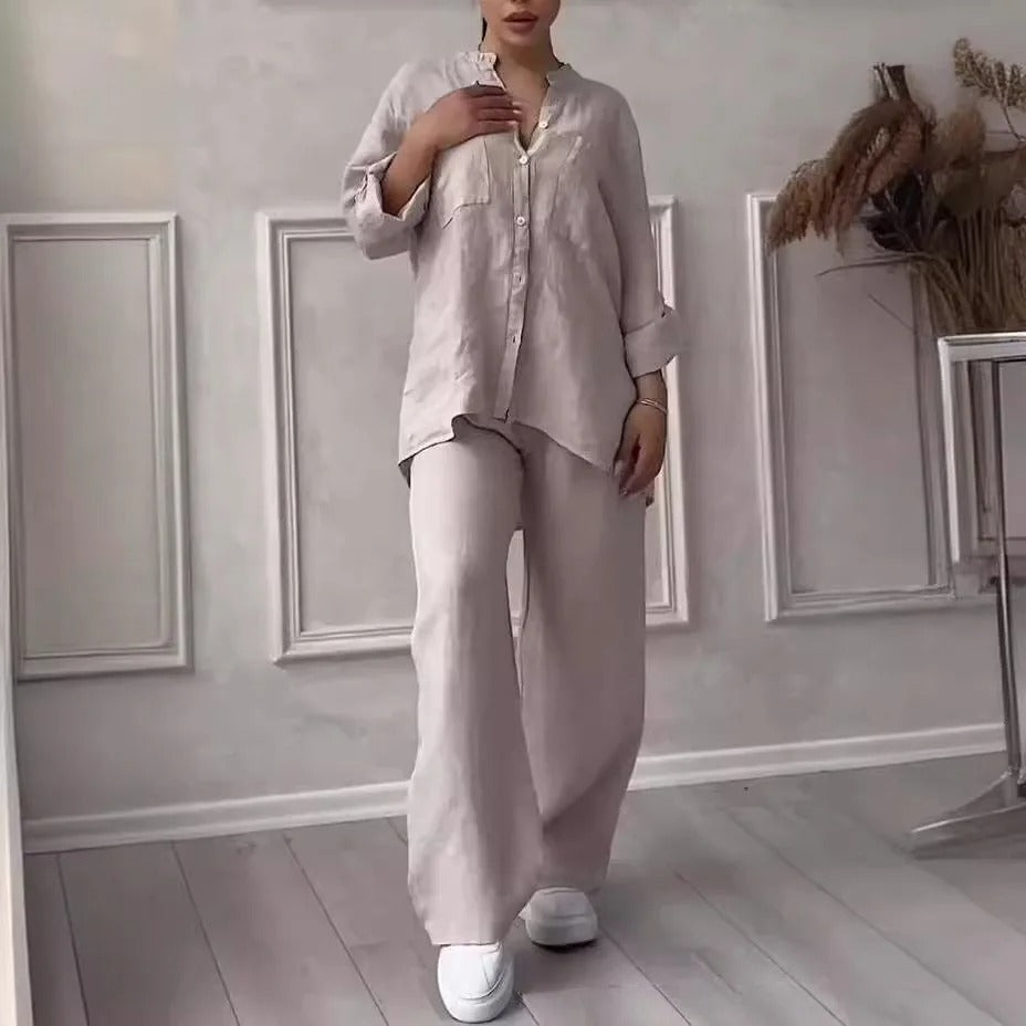 Rafaela Relaxed Linen Shirt & Wide Leg Co-Ord Set