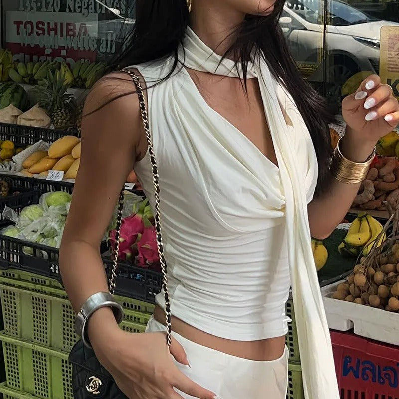 Emmeline Ruched Halter Neck Ladies Summer Top