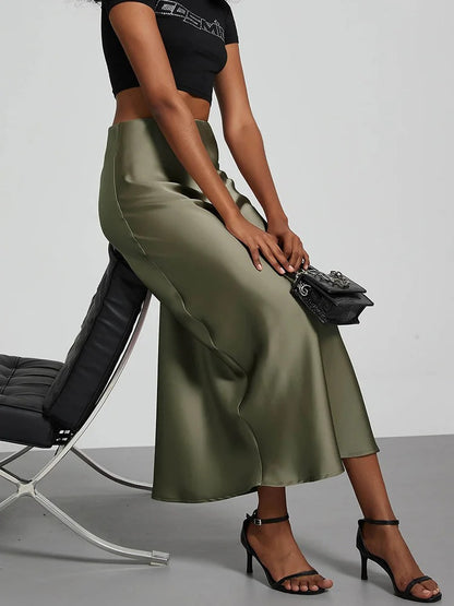 Ismeria Satin High Waist Maxi Skirt