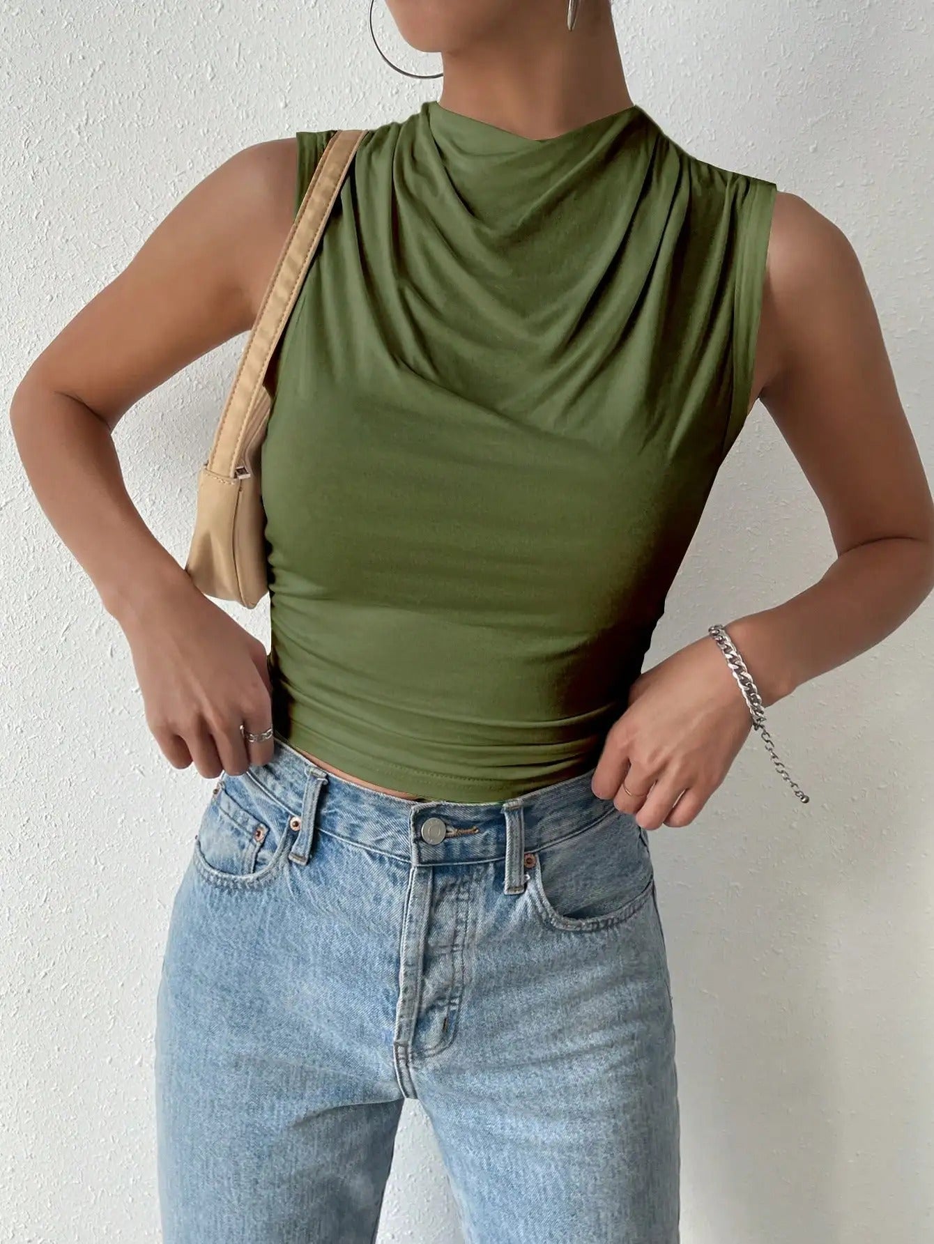 Rosalia Draped Mock Neck Ladies Summer Top