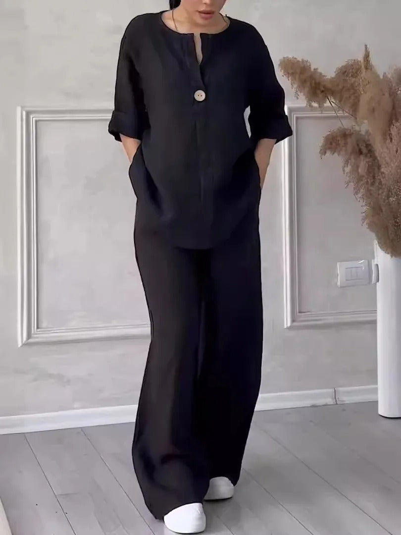 Faye Relaxed Linen Shirt & Wide Leg Co-Ord Set