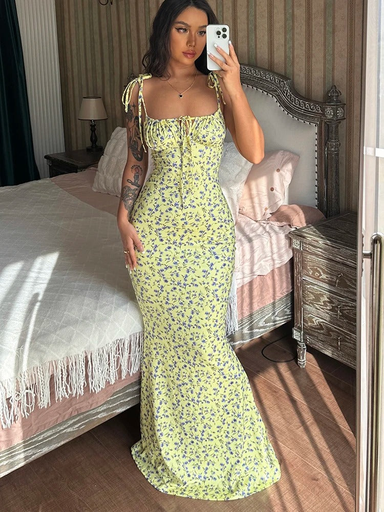 Anastasia Floral Bodycon Wedding Guest Maxi Dress