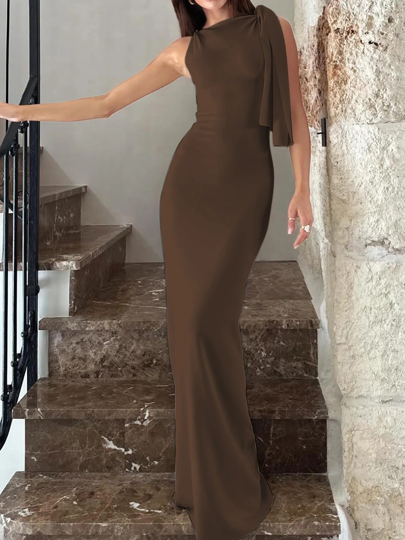 Kaia One Shoulder Drape Maxi Sundress