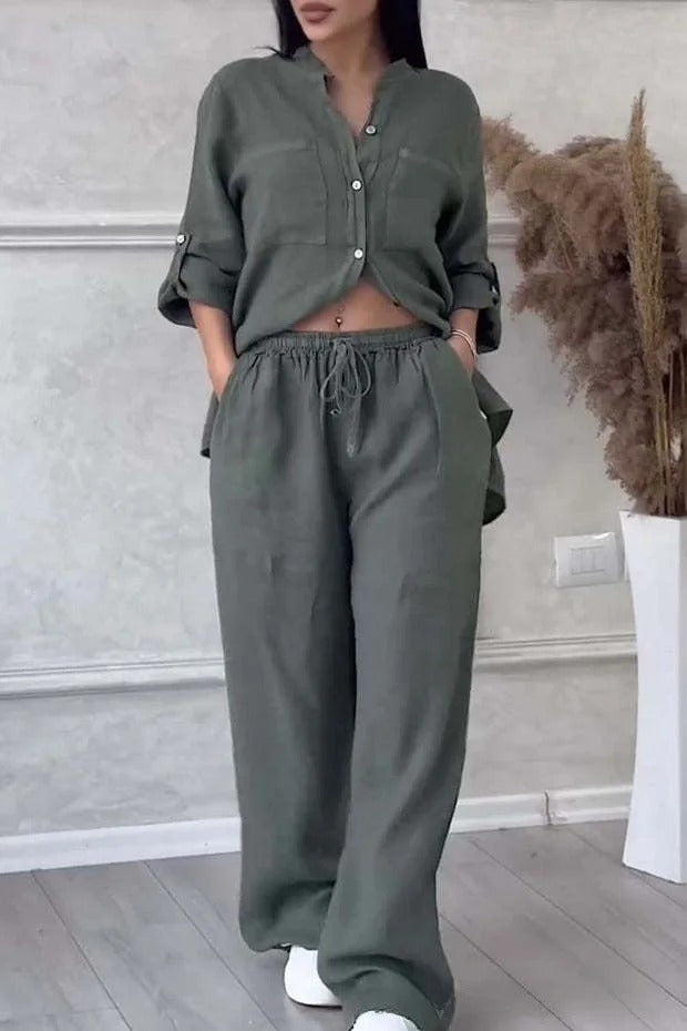 Rafaela Relaxed Linen Shirt & Wide Leg Co-Ord Set