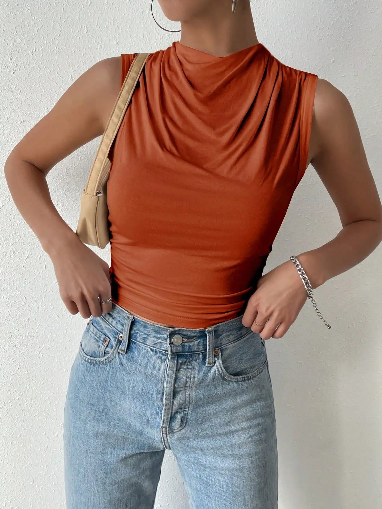 Rosalia Draped Mock Neck Ladies Summer Top