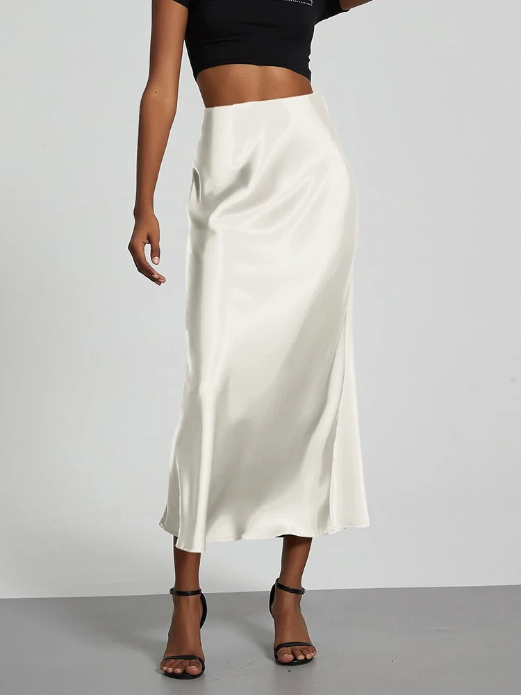 Ismeria Satin High Waist Maxi Skirt