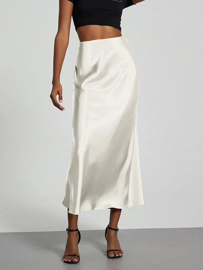 Ismeria Satin High Waist Maxi Skirt