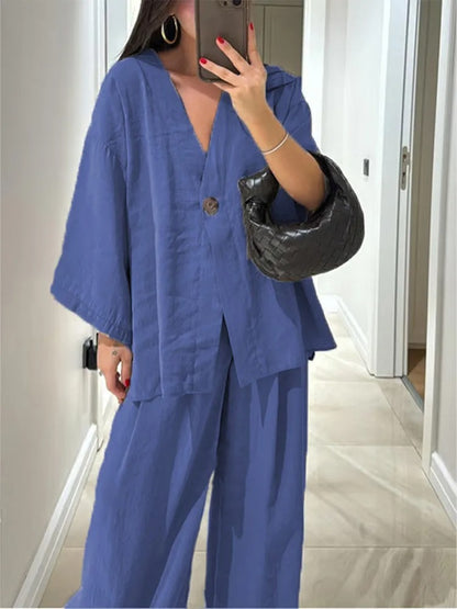 Camilla Tie Front Linen Lounge Co-Ord Set
