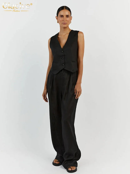 Viviana Linen Vest & Wide Leg Co-Ord Set
