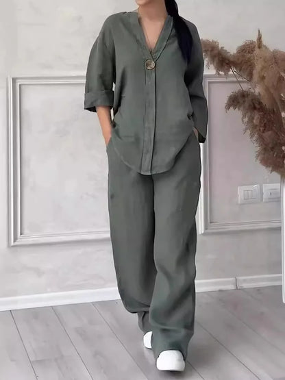 Faye Relaxed Linen Shirt & Wide Leg Co-Ord Set
