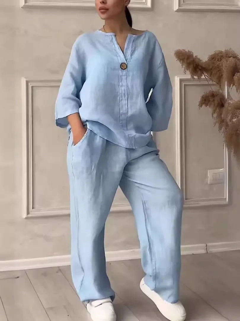Faye Relaxed Linen Shirt & Wide Leg Co-Ord Set