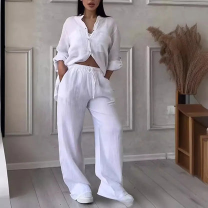Rafaela Relaxed Linen Shirt & Wide Leg Co-Ord Set
