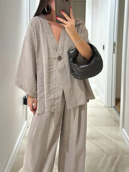 Camilla Tie Front Linen Lounge Co-Ord Set
